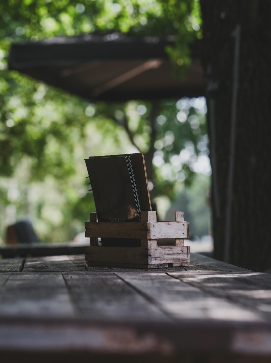 mystery book on wooden table