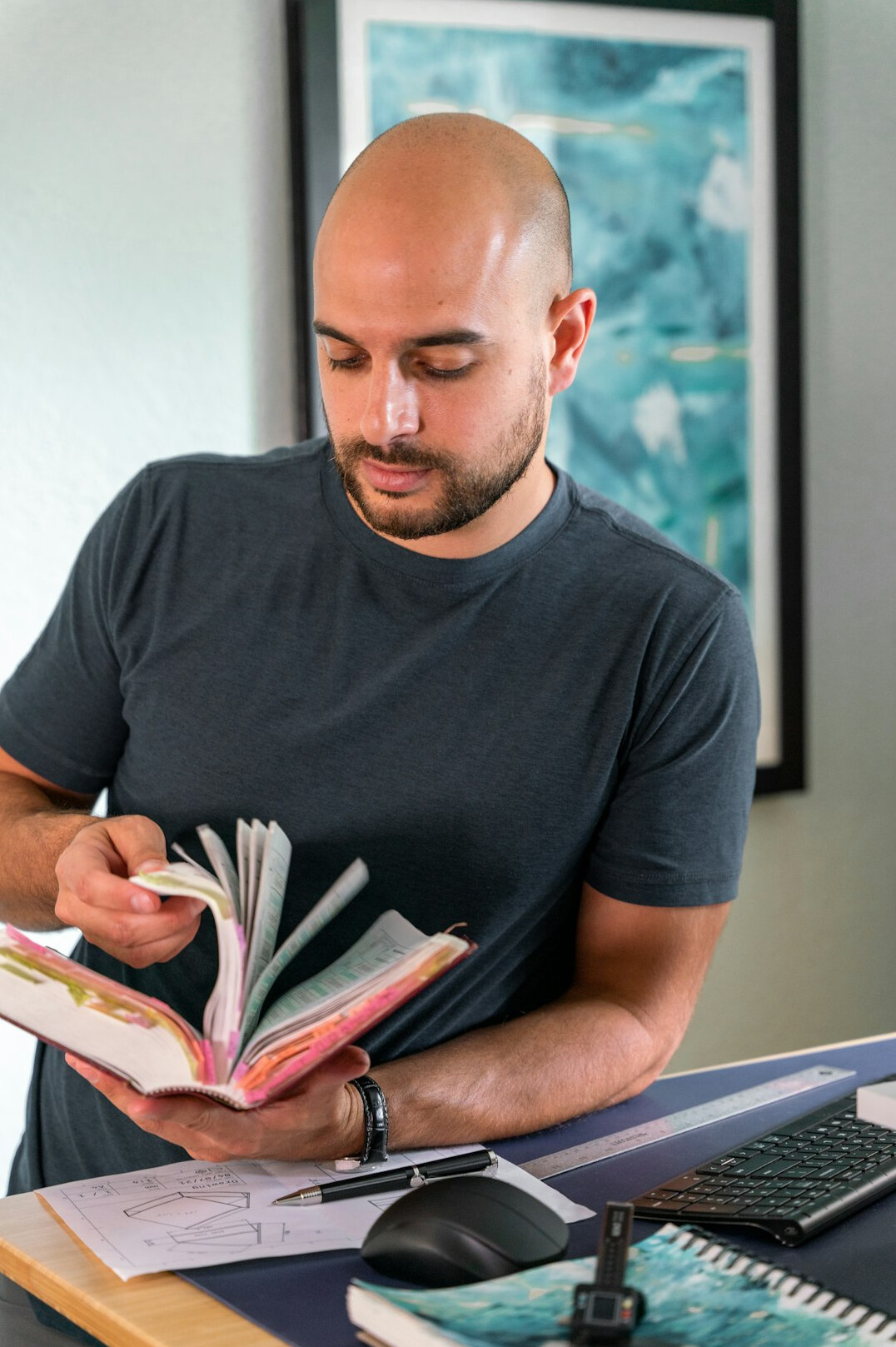 author writing at desk